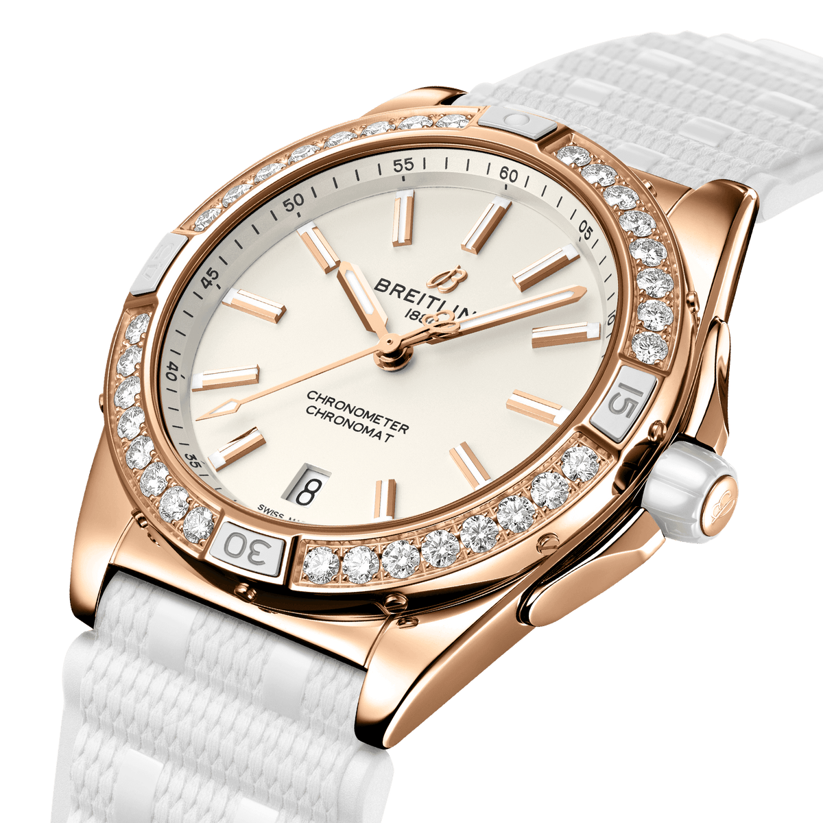 Breitling Super Chronomat Automatic 38 Origins, Small scale traceable 18k Red Gold, 32 lab-grown diamonds, Ref# R17356531G1S1, Unworn 2024