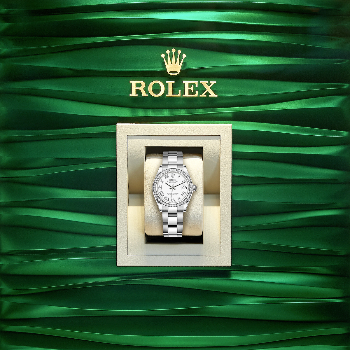 Datejust 31, Oystersteel, 18kt White Gold and diamonds, Ref# 278384RBR-0013