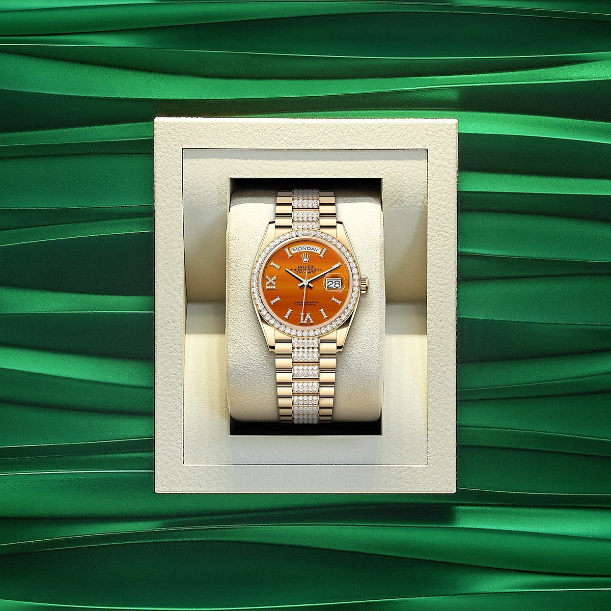 Day-Date 36, 18k Yellow Gold with Diamond-set, 36mm, Ref# 128348rbr-0050