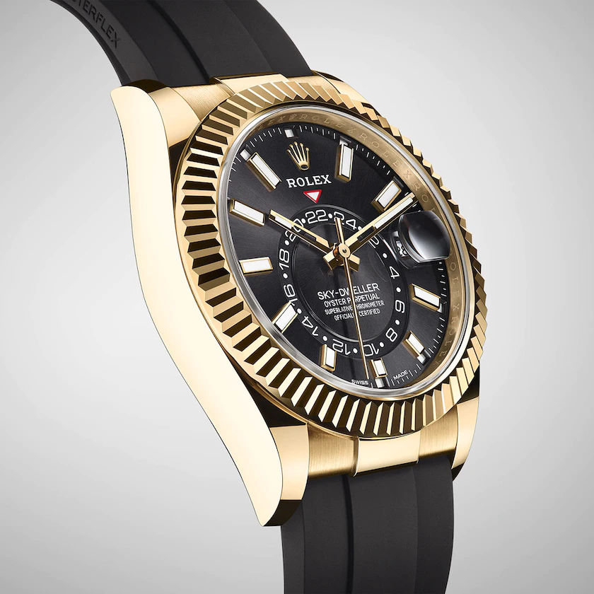 Sky-Dweller 40,8mm, 18k Yellow Gold, Oysterflex, Ref# 326238-0009