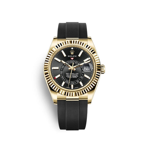 Sky-Dweller 40,8mm, 18k Yellow Gold, Oysterflex, Ref# 326238-0009
